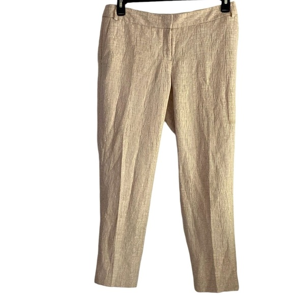 Express Editor Gold Jacquard Crackled Print Straight Leg Pants Size 8R - Picture 1 of 5